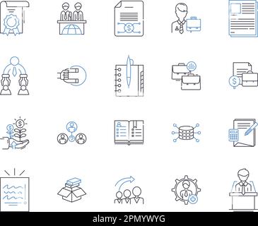 Symbolsammlung für Bankfilialen. Bank, Büro, Raumfahrt, Bankwesen, Zweigstelle, Gebäude, Geldautomat, Vektor- und Illustrationskonzept. Raum, Innenraum Stock Vektor