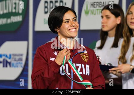 Riccione, Italien. 15. April 2023. Caramignoli Martina anlässlich der UnipolSai Absolute Italian Swimming Championship Frühlingssaison 22/23 in Riccione (Italien) am 15. April 2023 Kredit: Live Media Publishing Group/Alamy Live News Stockfoto