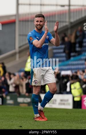 Chesterfield-Mittelfeldspieler Ryan Colclough während des Spiels der National League zwischen Chesterfield FC und Eastleigh FC im Technique Stadium, Chesterfield, Großbritannien am 15. April 2023 Credit: Every Second Media/Alamy Live News Stockfoto