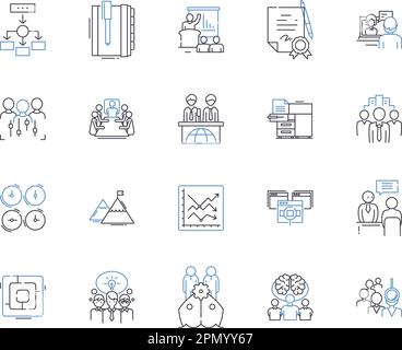 Kollektion von Symbolen des Workshops für Unternehmen. Unternehmen, Workshop, Schulung, Seminar, Geschäft, Planungs-, Verwaltungsvektor- und Illustrationskonzept Stock Vektor