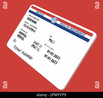 Eine generische USA Medicare Krankenversicherungskarte für ältere Menschen ist in einem Vektorbild zu sehen Stock Vektor