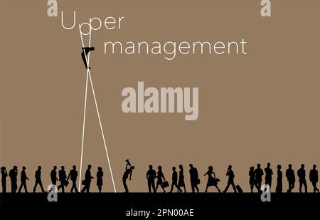 Das obere Management schreit Anweisungen von Stelzen auf seine Mitarbeiter. Das ist ein Vektor. Stock Vektor