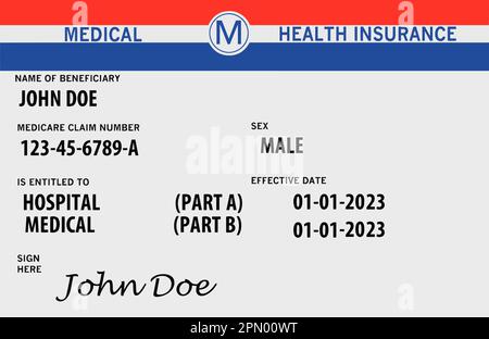 Eine generische USA Medicare Krankenversicherungskarte für ältere Menschen ist in einem Vektorbild zu sehen Stock Vektor