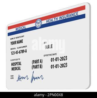 Eine generische USA Medicare Krankenversicherungskarte für ältere Menschen ist in einem Vektorbild zu sehen Stock Vektor