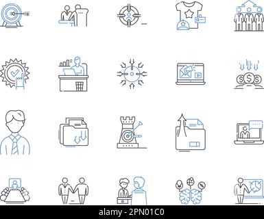 Symbolsammlung für Lean Startup Outline. Schlank, Start-up, agil, Methodik, Geschäft, Iterative, Produktvektor- und Illustrationskonzepte Stock Vektor