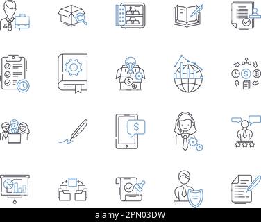 Symbolsammlung für Bankfilialen. Bank, Büro, Raumfahrt, Bankwesen, Zweigstelle, Gebäude, Geldautomat, Vektor- und Illustrationskonzept. Raum, Innenraum Stock Vektor