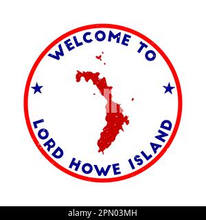 Willkommen auf Lord Howe Island. Grunge Island Rundstempel mit Textur in Midnight in Tokio Farbthema. Geometrische Lord Howe Island s im Vintage-Stil Stock Vektor