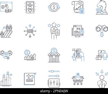 Symbolsammlung für die Übersicht der Arbeitsproduktivität. Produktivität, Arbeit, Effizienz, Leistung, Ergebnisse, Fortschritt, Kompetenzvektor und Zeichnungskonzept Stock Vektor