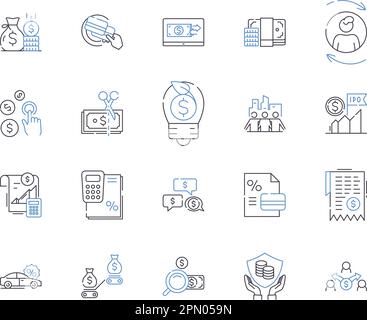 Symbolsammlung der Investitionsabteilung. Investition, Abteilung, Portfolio, Management, Broker, Asset, Analyst Vektor- und Illustrationskonzept Stock Vektor