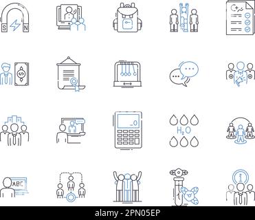 Symbolsammlung für Schule und Bildung. Schule, Bildung, Lernen, Lehren, Studieren, Lehrer, Schüler-Vektor und Zeichnungskonzept. Klasse Stock Vektor