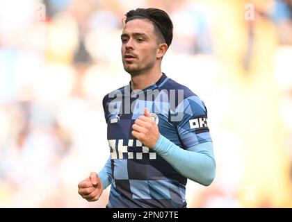 Manchester, Großbritannien. 15. April 2023. Jack Grealish aus Manchester City, bevor es während des Premier League-Spiels im Etihad Stadium in Manchester losgeht. Der Bildausdruck sollte lauten: Gary Oakley/Sportimage Credit: Sportimage/Alamy Live News Stockfoto