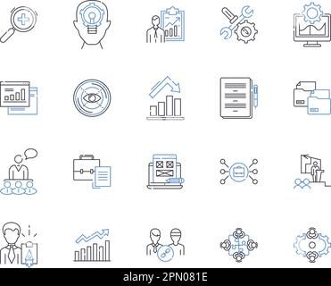 Symbolsammlung für den Abteilungs-Workflow. Abteilung, Workflow, Management, Automatisierung, Prozess, Systeme, Effizienzvektor und Illustration Stock Vektor