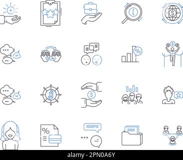 FinTech Outline Icons-Sammlung. Fintech, Zahlungen, Banking, Sicherheit, Blockchain, Konzeptsatz „Mobil“, „KI-Vektor“ und „Illustration“. BigData Stock Vektor