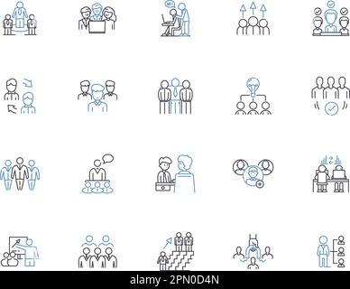 Symbolsammlung "Personen gruppieren". Gruppe, Personen, Kollektiv, Organisation, Gemeinde, Community-, Clique-Vektor- und Illustrationskonzept-Set Stock Vektor