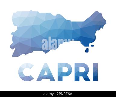 Niedrige Poly-Karte von Capri. Geometrische Darstellung der Insel. Polygonale Capri-Karte. Technologie, Internet, Netzwerkkonzept. Vektordarstellung. Stock Vektor