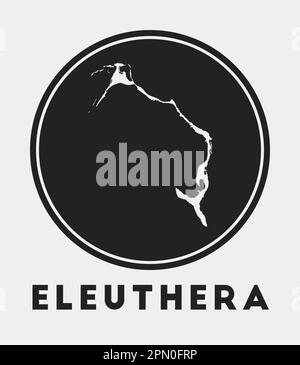 Eleuthera-Symbol. Rundes Logo mit Inselkarte und Titel. Stilvolles Eleuthera-Abzeichen mit Karte. Vektordarstellung. Stock Vektor