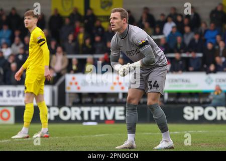 Burton Upon Trent, Großbritannien. 15. April 2023. Craig MacGillivray #34 von Burton Albion während des Spiels der Sky Bet League 1 Burton Albion vs Sheffield Wednesday im Pirelli Stadium, Burton Upon Trent, Großbritannien, 15. April 2023 (Foto von Gareth Evans/News Images) in Burton Upon Trent, Großbritannien, am 4./15. April 2023. (Foto: Gareth Evans/News Images/Sipa USA) Guthaben: SIPA USA/Alamy Live News Stockfoto