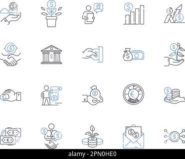 Symbolsammlung der Investitionsabteilung. Investition, Abteilung, Portfolio, Management, Broker, Asset, Analyst Vektor- und Illustrationskonzept Stock Vektor