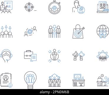 Symbolsammlung für die Zusammenarbeit mit Abteilungen. Koordination, Partnerschaft, Gemeinsam, Allianz, Verknüpfung, Unison, Alignment Vector and Illustration (Vereinheitlichung, Ausrichtungsvektor und Illu Stock Vektor