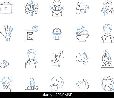 Symbolsammlung für Integritätsprüfungen. Untersuchung, Diagnose, Prüfungen, Tests, Scans, Konzeptsatz Ultraschall, Screening-Vektor und Illustration Stock Vektor