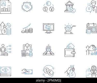 Symbolsammlung der Investitionsabteilung. Investition, Abteilung, Portfolio, Management, Broker, Asset, Analyst Vektor- und Illustrationskonzept Stock Vektor