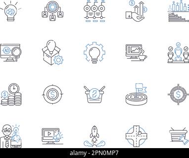 Symbolsammlung der Event Management-Modellstruktur. Organisation, Planung, Koordination, Planung, Logistik, Anordnen, Catering-Vektor und Illustration Stock Vektor