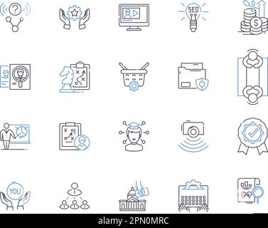 Symbolsammlung der Event Management-Modellstruktur. Organisation, Planung, Koordination, Planung, Logistik, Anordnen, Catering-Vektor und Illustration Stock Vektor