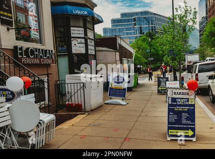 Schilder auf der Eye Street in Washington DC. Stockfoto