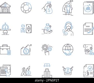 Icons-Kollektion mit technischen Übersichten für die FinTech, Finanzen, Technologie, Bankwesen, Zahlungen, Blockchain-, Investitionsvektor- und Illustrationskonzept Stock Vektor