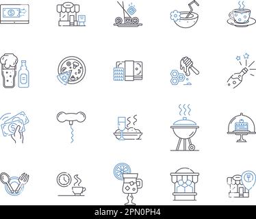 Zusammenfassende Symbolsammlung für das Cafe-Management. Café, Management, Personal, Kundenservice, Menü, Konzeptsatz für Inventar, Bestellvektor und Illustration Stock Vektor