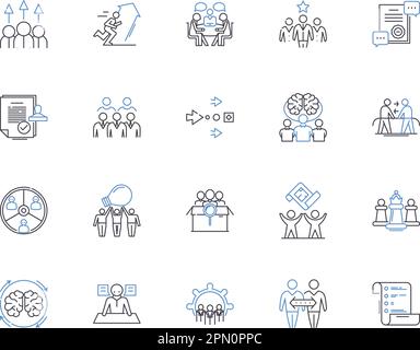 Kollektion von Symbolen für Teambuilding im Unternehmen. Corporate, Teambuilding, Retreat, Training, Building, Freizeit, Aktivitätsvektor und Illustration Stock Vektor