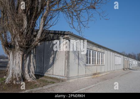 Barackenwiederaufbau 1965 im Konzentrationslager Dachau Stockfoto