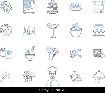 Zusammenfassende Symbolsammlung für das Cafe-Management. Café, Management, Personal, Kundenservice, Menü, Konzeptsatz für Inventar, Bestellvektor und Illustration Stock Vektor