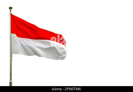 Die Nationalflagge Indonesiens und Monacos ist auf weißem Hintergrund isoliert Stockfoto