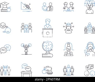 Symbolsammlung für Schule und Bildung. Schule, Bildung, Lernen, Lehren, Studieren, Lehrer, Schüler-Vektor und Zeichnungskonzept. Klasse Stock Vektor