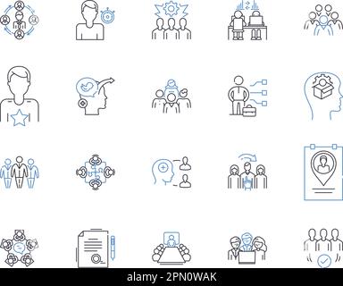 Symbolsammlung für Management Office-Modellstruktur. Büro, Management, Verwaltung, Geschäft, Aufsicht, Koordination, Richtungsvektor und Illustration Stock Vektor