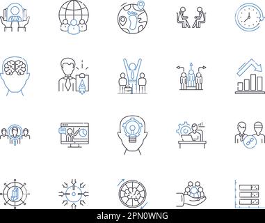 Symbolsammlung für die Zusammenarbeit mit Abteilungen. Koordination, Partnerschaft, Gemeinsam, Allianz, Verknüpfung, Unison, Alignment Vector and Illustration (Vereinheitlichung, Ausrichtungsvektor und Illu Stock Vektor