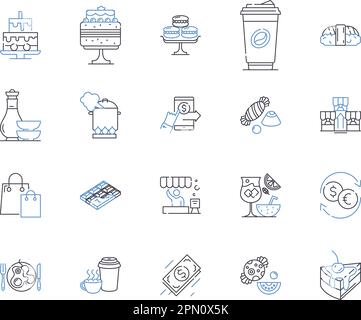 Zusammenfassende Symbolsammlung für das Cafe-Management. Café, Management, Personal, Kundenservice, Menü, Konzeptsatz für Inventar, Bestellvektor und Illustration Stock Vektor