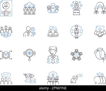 Symbolsammlung für die Geschäftsleitung. geschäftsführung, Verwaltung, Management, Führung, Strategie, Planungs-, Organisations- und Stock Vektor