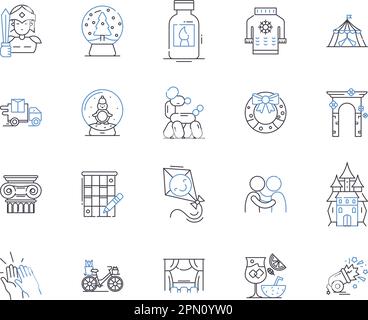 Kreative Freizeitkollektion mit Symbolen. Basteln, Malen, Lesen, Nähen, Singen, Sammlung, Schreiben, Vektor und Illustration Konzeptsatz Stock Vektor