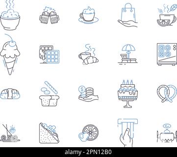 Zusammenfassende Symbolsammlung für das Cafe-Management. Café, Management, Personal, Kundenservice, Menü, Konzeptsatz für Inventar, Bestellvektor und Illustration Stock Vektor