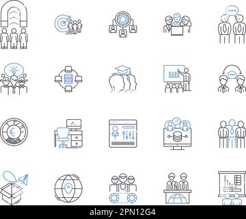 Kollektion von Symbolen des Workshops für Unternehmen. Unternehmen, Workshop, Schulung, Seminar, Geschäft, Planungs-, Verwaltungsvektor- und Illustrationskonzept Stock Vektor