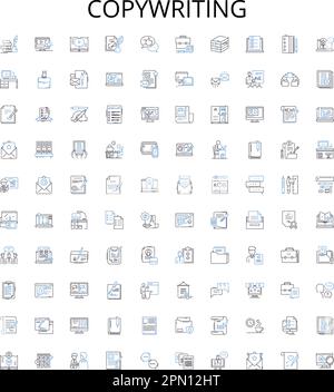 Symbolsammlung zum Schreiben von Modellstrukturen. Copywriting, Content, Writing, Creative, Message, Dienste, Texte Vektorbildungs-Set. Werbung, Werbung Stock Vektor