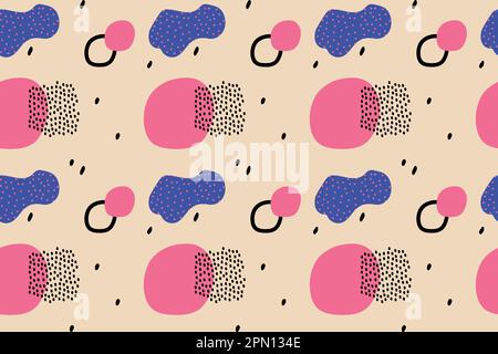 Memphis-Muster. Hintergrund Für Sommerspaß. Pink, Blau, Farben. Memphis-Muster. Abstrakter Farbenfroher Hintergrund. Hüftstil 80s-90s. Lustiges Muster. Vektordarstellung Stock Vektor