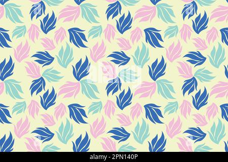 Farbenfrohes, Nahtloses Blumenmuster. Vektor-Eukalyptusblätter und Blütenelemente. Botanischer Sommer Hintergrund. Nahtloses Blumenmuster für Hochzeit, Druck, Textil, Stoff, Papier. Vektordarstellung Stock Vektor