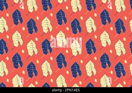 Herbstmuster. Vektor. Nahtloser Hintergrund mit Herbstblättern für modisches Design. Florale und geometrische Textur. Saisonale Tapeten. Farbenfrohe Illustration in flachem Design. Vektordarstellung Stock Vektor