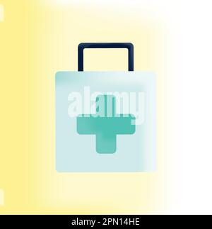 Health Kit Box 3D Grafik, flache Illustration für pharmazeutisches medizinisches Business Marketing Stock Vektor