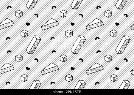Abstrakte geometrische 3D-Vektorformen. Memphis setzt isometrische geometrische Abbildungen und Formulare. Dekorative isometrische und Hipster-memphis-Formen. Vektordarstellung Stock Vektor