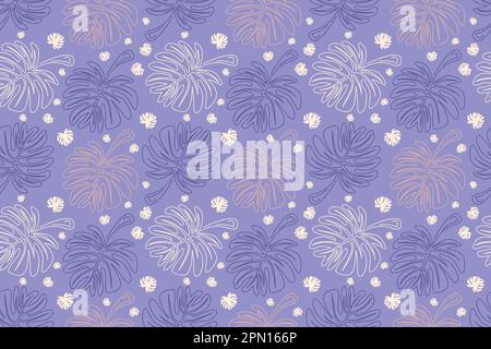 Tropische Blätter für modisches Design. Nahtloses Muster im handgezeichneten Stil. Vektor Hintergrund für Stoff, Textil, Tapete, Poster, Website, Karte, Geschenkpapier. Vektordarstellung Stock Vektor