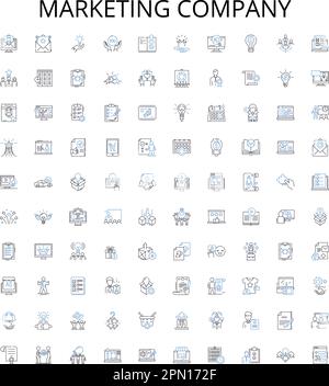 Symbolsammlung für die Modellstruktur des Marketingunternehmens. Marketing, Unternehmen, Werbung, Werbung, Strategien, Branding, Consultancy Vektorbildsatz Stock Vektor